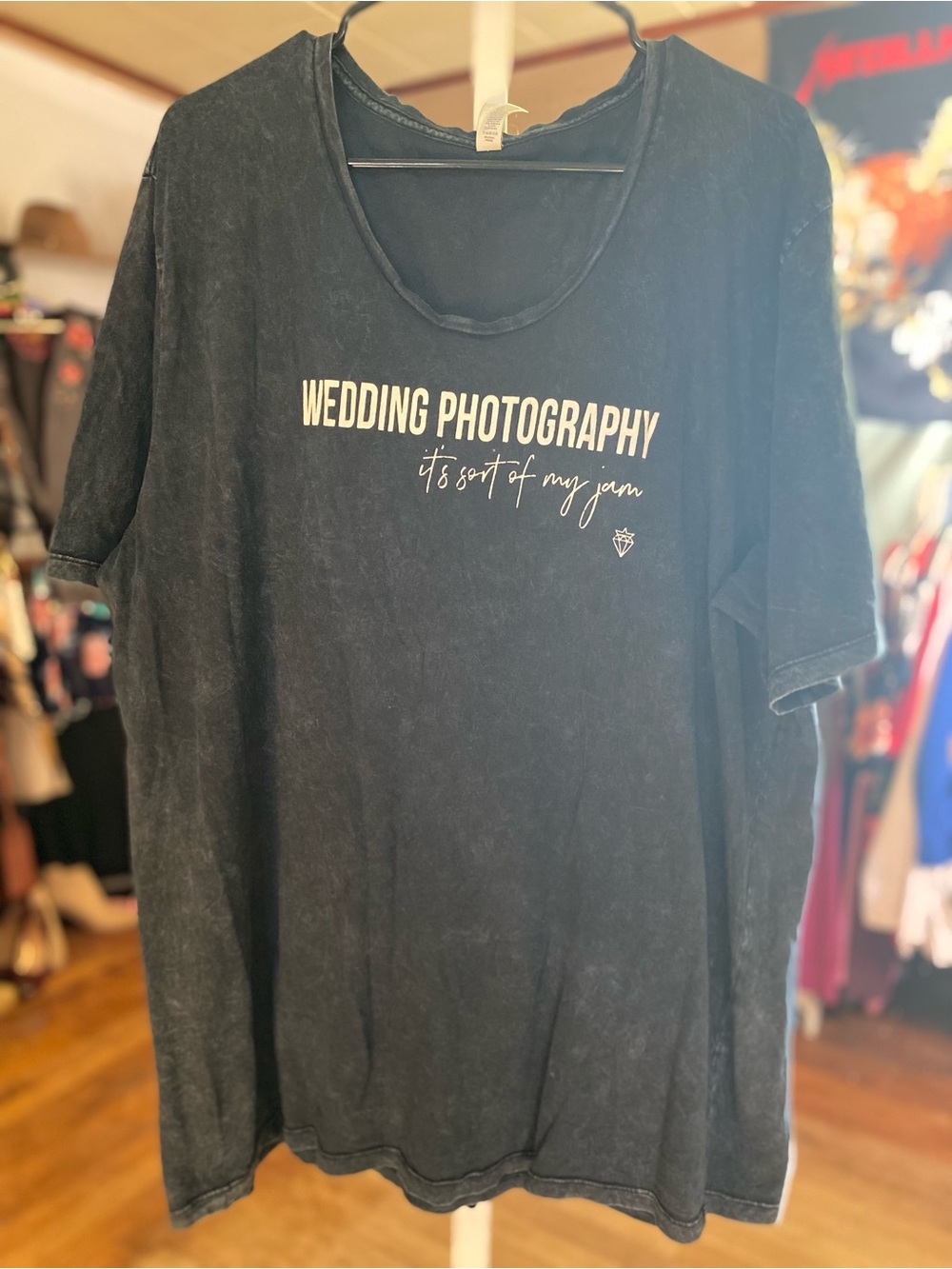 Bella Canvas Black Short Sleeve Tee with White "Wedding Photography" Script